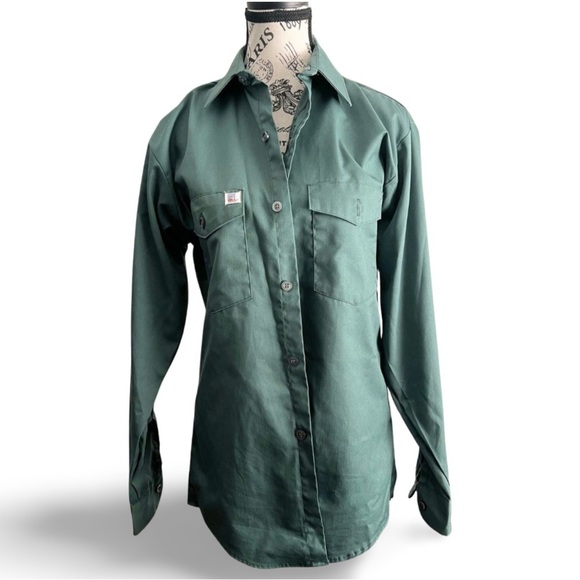 Big Bill Tops - 🇨🇦 90s Big Bill Green Work Shirt Button-Up Size Small Men Medium Women